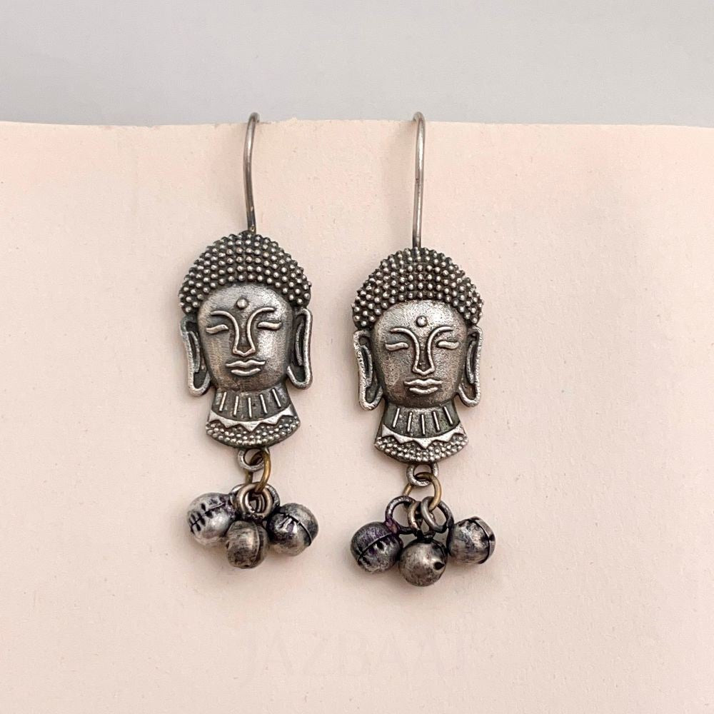 Silver-Plated Buddha Earrings