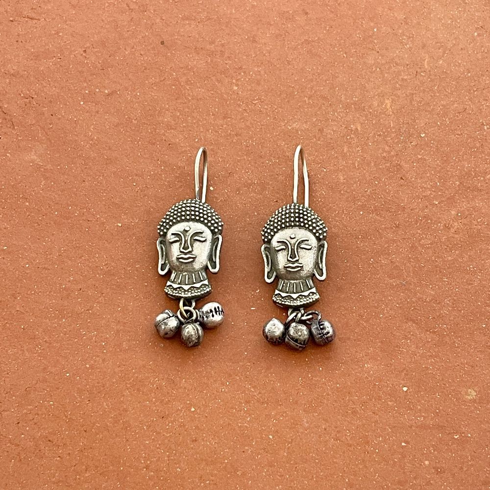 Silver-Plated Buddha Earrings