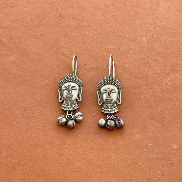 Silver-Plated Buddha Earrings