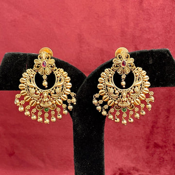 South Indian Gold-Plated Temple Laxmi Earrings