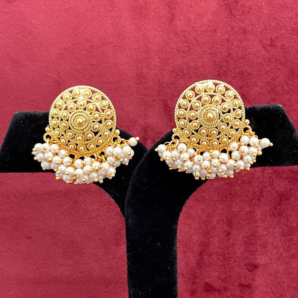 South Indian Gold-Toned Guttapusalu Pearl Stud Earrings